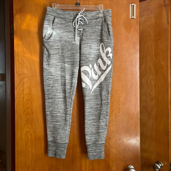 PINK Victoria's Secret Pants - Pink Grey Drawstring Joggers Medium